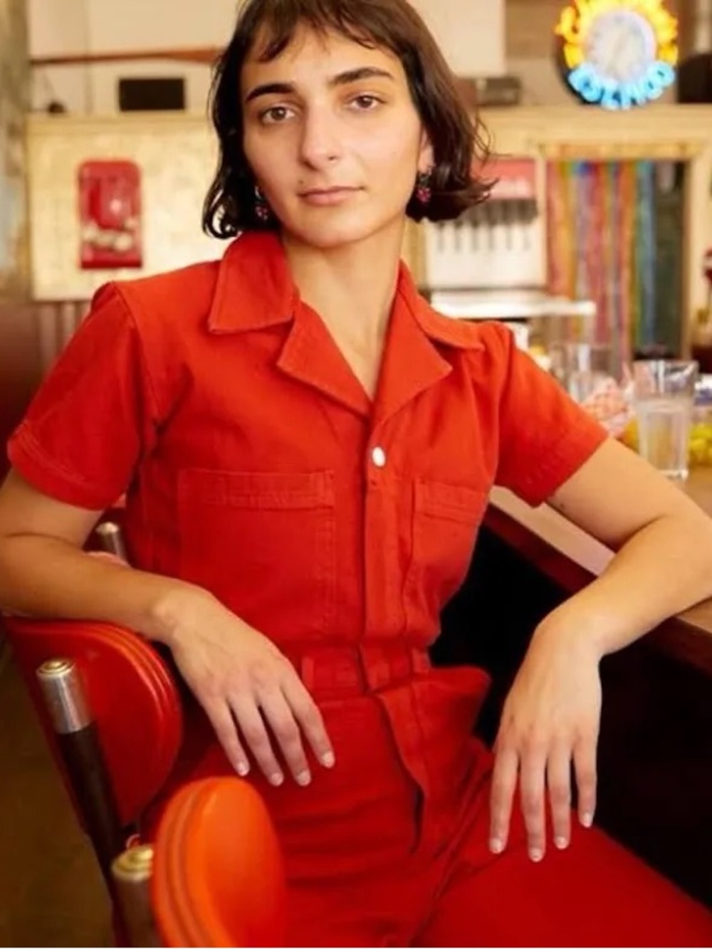 Red Big Bud Press Short-Sleeve Utility Jumpsuit - Picture 2 of 6